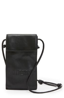 AllSaints Oppose Leather Phone Pouch in Black