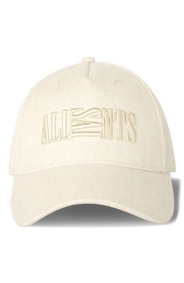 AllSaints Oppose Logo Baseball Cap in Ecru