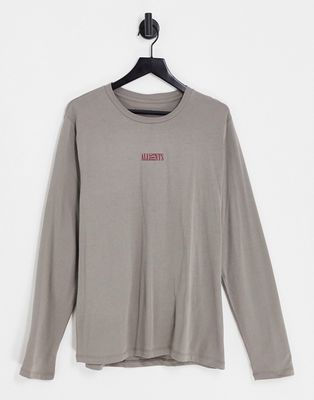 AllSaints opposition long sleeve crew in stone-Neutral