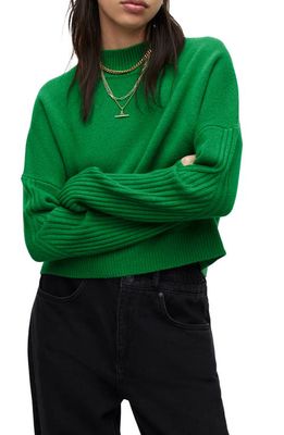 AllSaints Orion Mock Neck Cashmere & Wool Sweater in Apple Green