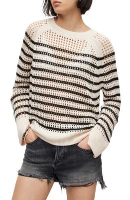 AllSaints Paloma Stripe Open Stitch Sweater in Pampas White/Black