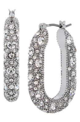 AllSaints Pavé Oval Hoop Earrings in Crystal/Rhodium