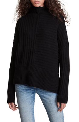 AllSaints Penryn Cashmere Blend Turtleneck Sweater in Black