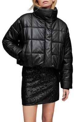 AllSaints Petra Leather Puffer Jacket in Black