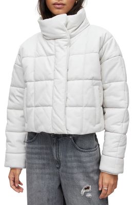 AllSaints Petra Leather Puffer Jacket in White