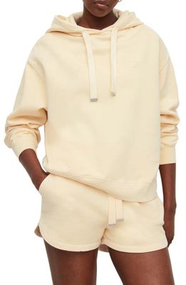 AllSaints Pip Needle Punch Embroidered Cotton Logo Hoodie in Pale Yellow