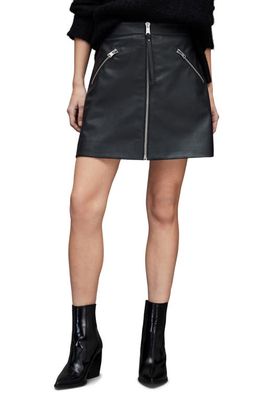 AllSaints Piper Faux Leather Miniskirt in Black