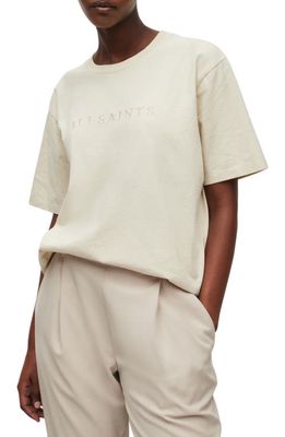 AllSaints Pippa Embroidered Boyfriend T-Shirt in Shell White