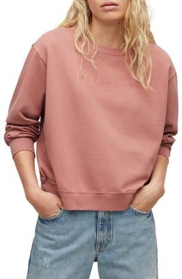 AllSaints Pippa Embroidered Cotton Sweatshirt in Muted Rose