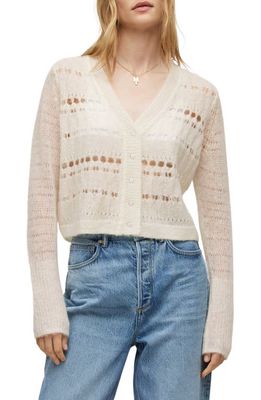 AllSaints Pointelle Wool & Alpaca Blend Sweater in Chalk White