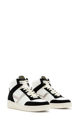 AllSaints Pro High Top Sneaker in White/Black/Gunmetal