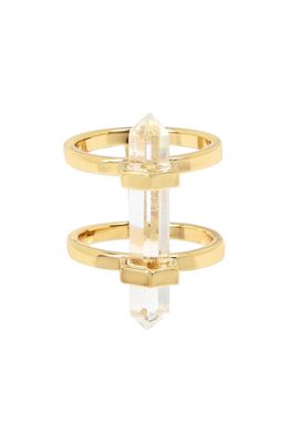 AllSaints Quartz Double-Row Ring in Crystal/Gold