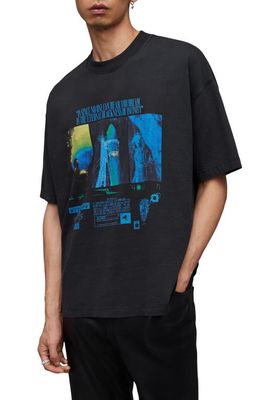 AllSaints Radiance Oversize Graphic T-Shirt in Jet Black