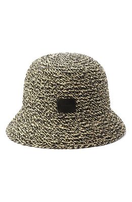 AllSaints Raffia Straw Cloche Hat in Natural/Black