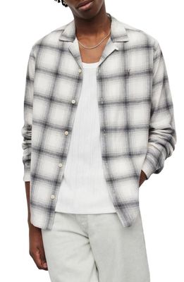 AllSaints Ragado Check Brushed Cotton Flannel Shirt in Off White
