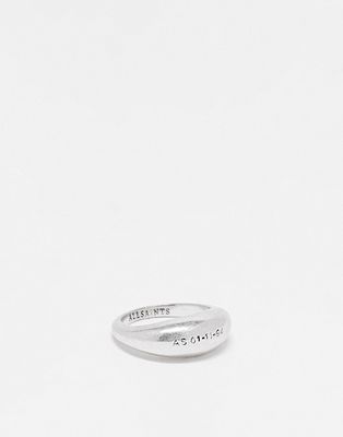 AllSaints raised branded ring in warm silver