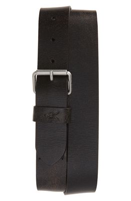 AllSaints Ramskull Embossed Leather Belt in Black/Dull Nickel