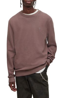 AllSaints Raven Crewneck Cotton Sweatshirt in Aster Lilac