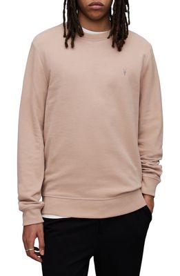 AllSaints Raven Slim Fit Crewneck Sweatshirt in Pale Rose Pink