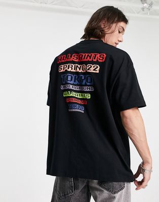 AllSaints raydar logo t-shirt in black