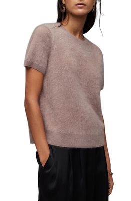 AllSaints Rebel Short Sleeve Cashmere Sweater in Mink Pink