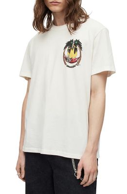 AllSaints Recline Cotton Graphic T-Shirt in Cala White