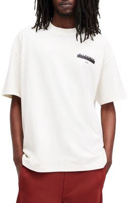 AllSaints Redact Mock Neck Graphic T-Shirt in Ashen White