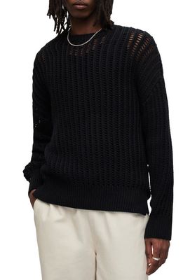 AllSaints Reese Open Stitch Sweater in Black