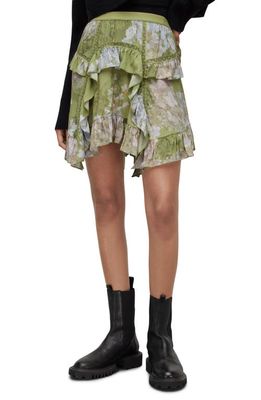 AllSaints Reese Venetia Floral Miniskirt in Spring Green
