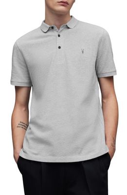 AllSaints Reform Slim Fit Cotton Polo in Aluminum Grey