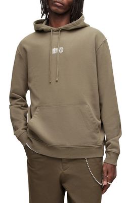 AllSaints Refract Cotton Graphic Hoodie in Bay Leaf Taupe