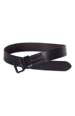 AllSaints Reversible Leather Belt in Bitter Brown/Matte Black