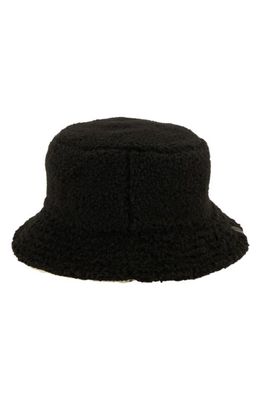 AllSaints Reversible Teddy Fleece Bucket Hat in Black White