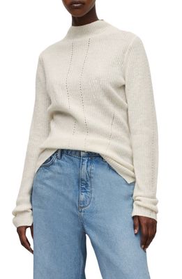 AllSaints Rhoda Mock Neck Wool Blend Sweater in Chalk White