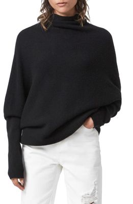 AllSaints Ridley Funnel Neck Wool & Cashmere Sweater in Black