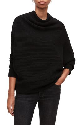 AllSaints Ridley Funnel Neck Wool Sweater in Black
