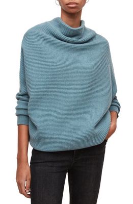 AllSaints Ridley Funnel Neck Wool Sweater in Blue Opulence