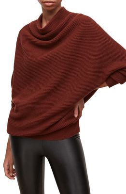 AllSaints Ridley Funnel Neck Wool Sweater in Smoke Pink