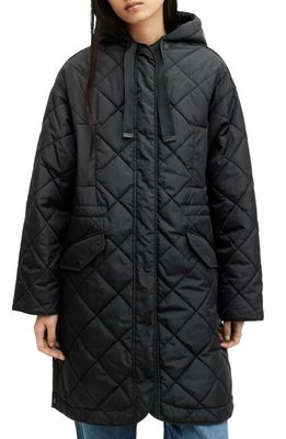 AllSaints Rina Relaxed Fit Quilted Liner Coat in Black