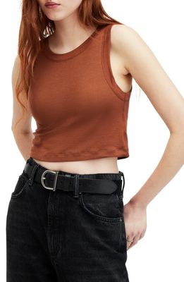 AllSaints Rina Rib Crop Tank in Brunette Brown at Nordstrom, Size 4 Us