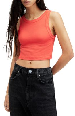 AllSaints Rina Rib Crop Tank in Poppy Pink at Nordstrom, Size 10 Us