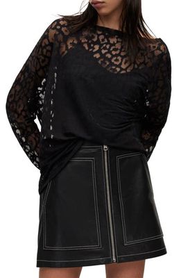 AllSaints Rita Semisheer Top in Black