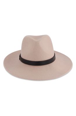 AllSaints Rivet Logo Fedora in Taupe Warm Bass