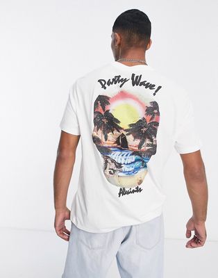 AllSaints rockaway t-shirt with backprint in white