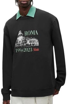 AllSaints Roma Graphic Sweatshirt in Washed Black