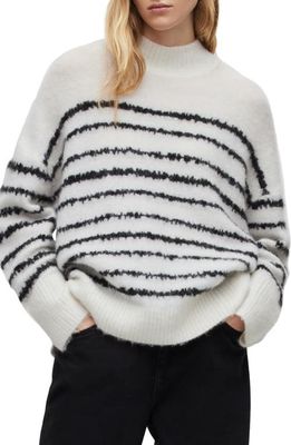 AllSaints Rosa Stripe Sweater in Chalk White/Black