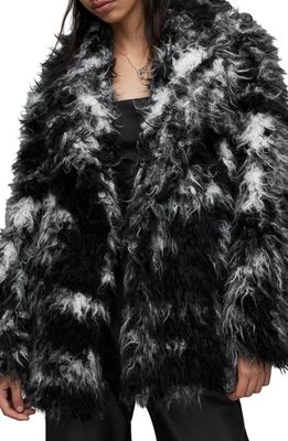 AllSaints Rupi Faux Fur Coat in Black/White