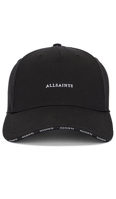 AllSaints Sandwich Brim Logo Baseball Cap in Black