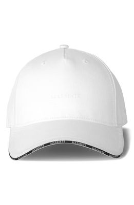 AllSaints Sandwich Brim Logo Baseball Cap in White/Matte Black