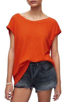 AllSaints Sanza Cotton & Linen T-Shirt in Pop Orange